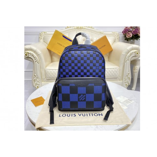 Louis Vuitton N50021 Campus Backpack in Navy blue and black Damier Infini 3D cowhide leather