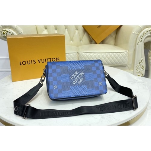 Louis Vuitton N50026 Studio Messenger Bag in Cobalt blue Damier Graphite 3D coated canvas