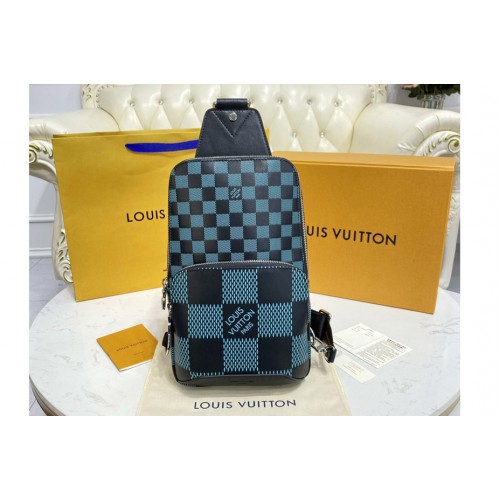 Louis Vuitton N50038 Avenue Slingbag bag in Green and black Damier Infini 3D cowhide leather