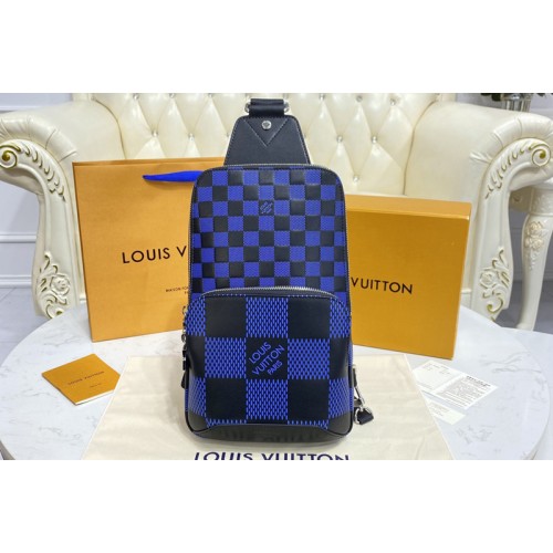 Louis Vuitton N50024 Avenue Slingbag bag in Navy blue and black Damier Infini 3D cowhide leather