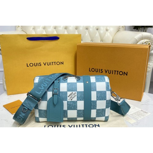 Louis Vuitton N50076 City Keepall Bag in Teal Cowhide leather