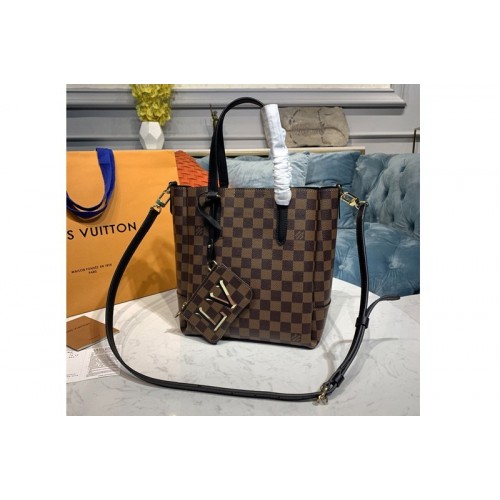 Louis Vuitton N60348 Belmont PM Bag in Damier Ebene canvas With Black Leather