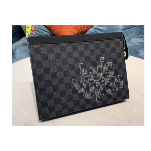 Louis Vuitton N60308 Pochette Voyage MM Bag in Damier Graphite canvas