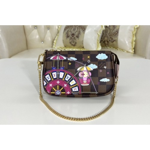 Louis Vuitton N60402 Mini Pochette Accessoires Bag in Damier Ebene coated canvas