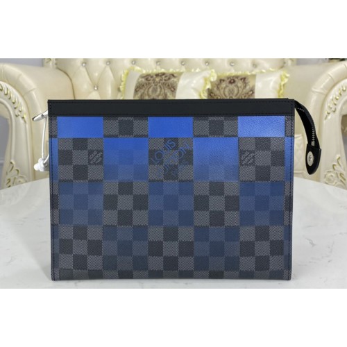 Louis Vuitton N60412 Pochette Voyage MM Bag in Blue Damier Graphite Giant coated canvas
