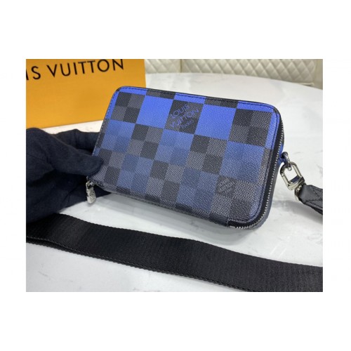 Louis Vuitton N60418 Alpha Wearable Wallet in Blue Damier Graphite coated canvas