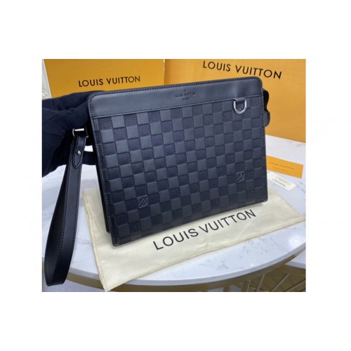 Louis Vuitton N60448 Standing Pouch in Black Damier Infini 3D cowhide leather