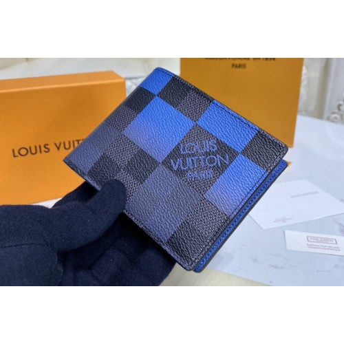 Louis Vuitton N40414 Multiple Wallet in Blue Damier Graphite Giant coated canvas