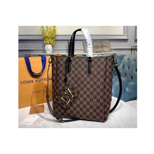 Louis Vuitton N60294 Belmont MM Bag in Damier Ebene canvas With Black Leather