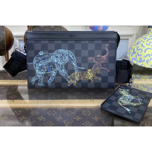 Louis Vuitton N64608 Gaston Wearable Wallet in Damier Graphite coated canvas