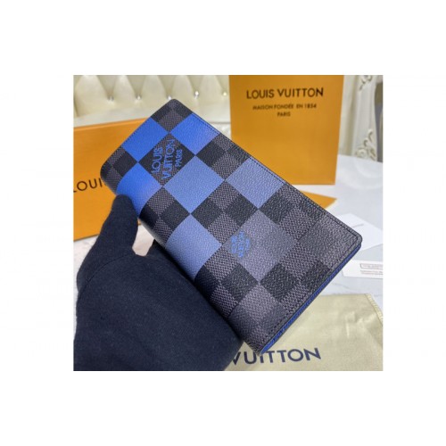Louis Vuitton N60424 Brazza wallet in Blue Damier Graphite Giant coated canvas