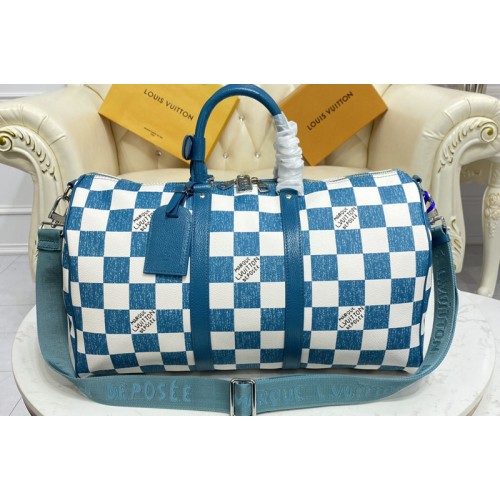 Louis Vuitton N80404 Keepall Bandoulière 45 bag in Teal Cowhide leather