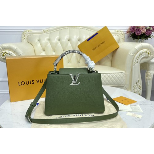 Louis Vuitton N93799 Capucines PM Bag in Taurillon Leather and Python trim