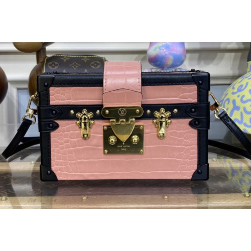 Louis Vuitton N94243 Petite Malle handbag in Pink Brilliant Alligator leather