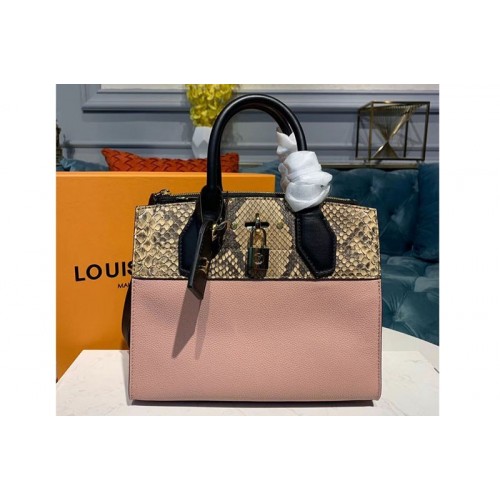 Louis Vuitton N96318 City Steamer Mini handbags Pink Grained calfskin and python leather