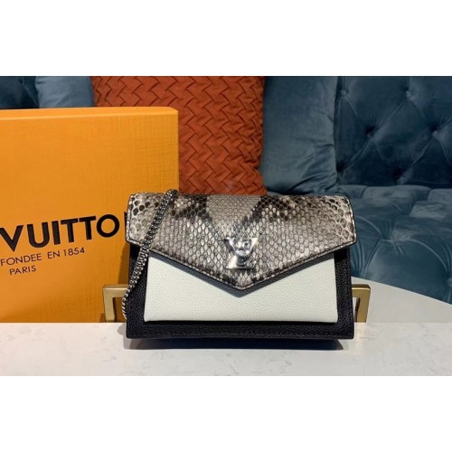 Louis Vuitton N97000 Mylockme Chain Pochette bags Black Beige Calf leather and python skin