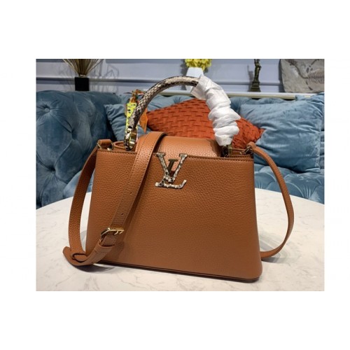 Louis Vuitton N97980 Capucines BB Handbag in Gold Taurillon Leather