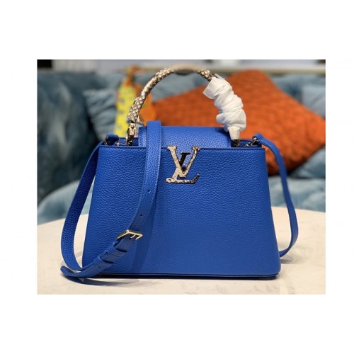 Louis Vuitton N98387 Capucines BB Handbag in Royal Blue Taurillon Leather
