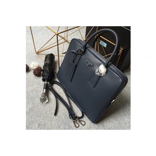 Prada VS0368 Saffiano Leather Work Bag in Blue Saffiano Leather