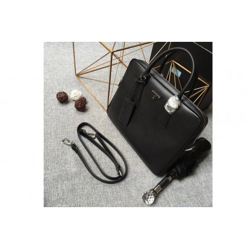 Prada VS0368 Saffiano Leather Work Bag in Black Saffiano Leather