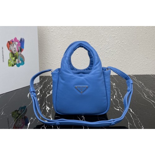 Prada 1BA359 Small padded Prada Soft nappa-leather bag in Blue Leather