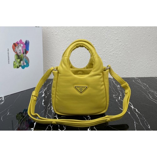 Prada 1BA359 Small padded Prada Soft nappa-leather bag in Yellow Leather