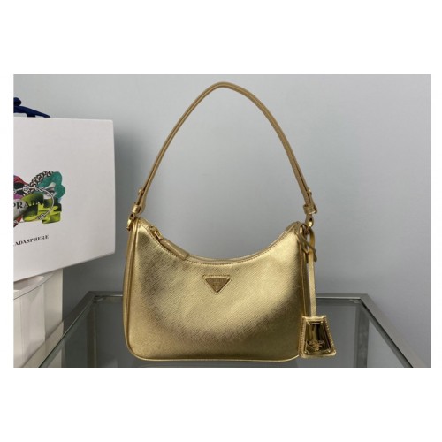 Prada 1BC204 Prada Re-Edition 2005 Saffiano leather bag in Gold Leather