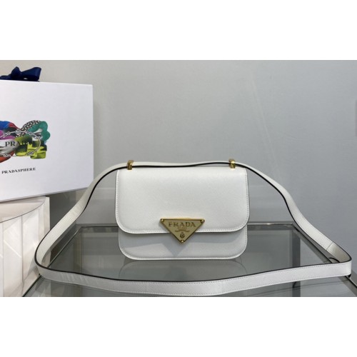 Prada 1BD320 Prada Emblème Saffiano shoulder bag in White Leather