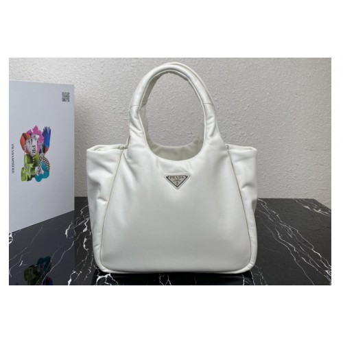 Prada 1BG413 Medium padded Prada Soft nappa leather bag in White Leather