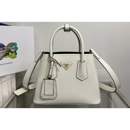 Prada 1BG443 Prada Double Saffiano leather mini bag in White Leather