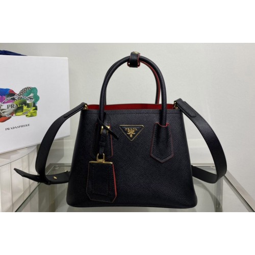 Prada 1BG443 Prada Double Saffiano leather mini bag in Black Leather