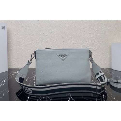 Prada 1BH050 Leather shoulder bag in Blue Leather