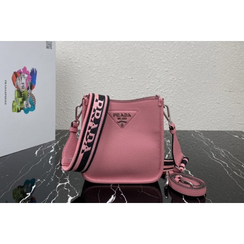Prada 1BH191 Leather mini shoulder bag in Pink Leather