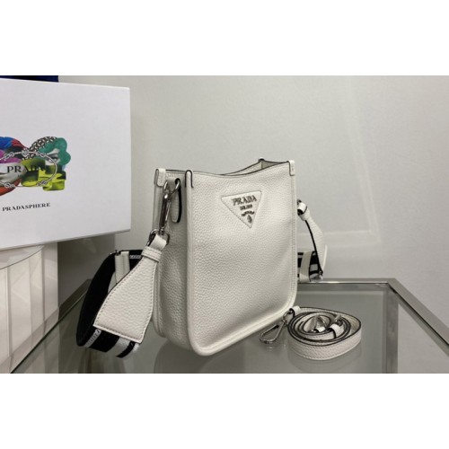 Prada 1BH191 Leather mini shoulder bag in White Leather