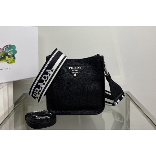 Prada 1BH191 Leather mini shoulder bag in Black Leather