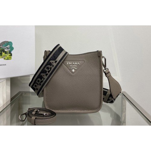 Prada 1BH191 Leather mini shoulder bag in Grey Leather