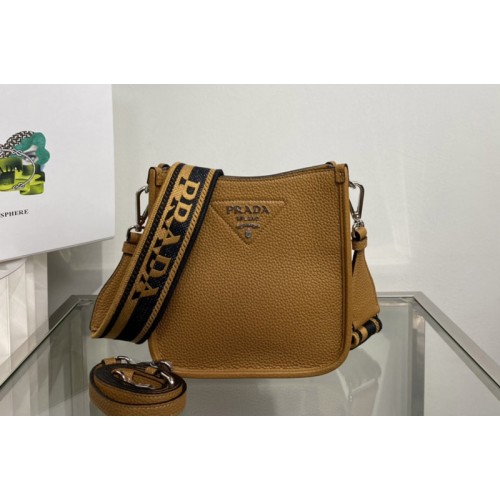 Prada 1BH191 Leather mini shoulder bag in Caramel Leather
