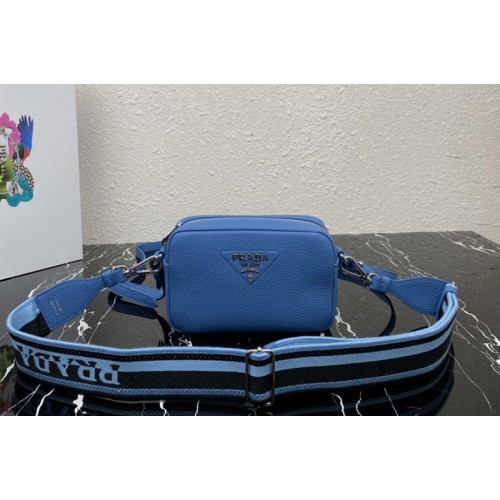 Prada 1BH192 Small leather bag in Blue Leather