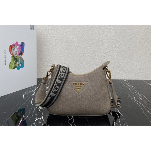 Prada 1BH193 Leather shoulder bag in Grey Leather