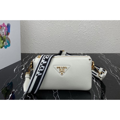 Prada 1BH194 Leather shoulder bag in White Leather
