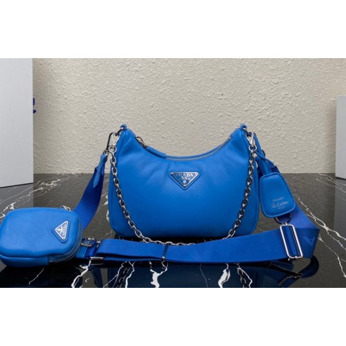 Prada 1BH204 Prada Re-Edition 2005 Soft leather bag in Blue Leather