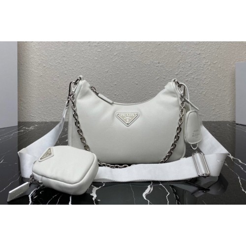 Prada 1BH204 Prada Re-Edition 2005 Soft leather bag in White Leather