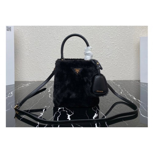 Prada 1BA373 Prada Panier shearling mini-bag in Black shearling