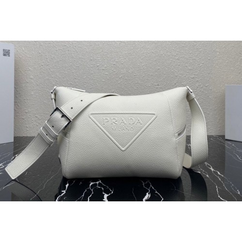 Prada 2VH165 Leather bag with shoulder strap in White Leather
