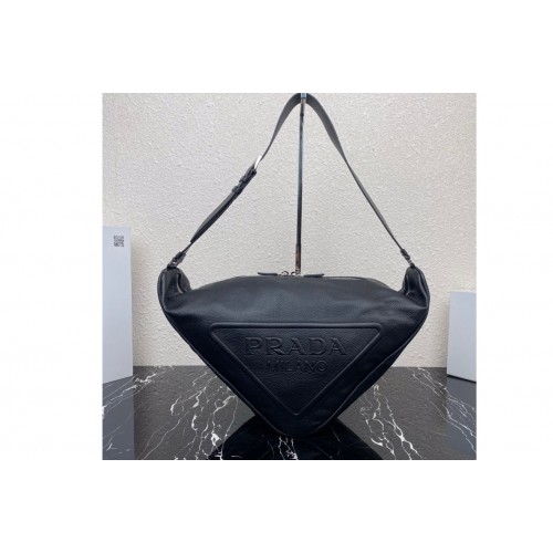 Prada 2VY007 Large leather Prada Triangle bag in Black Leather