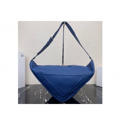 Prada 2VY007 Large leather Prada Triangle bag in Blue Leather