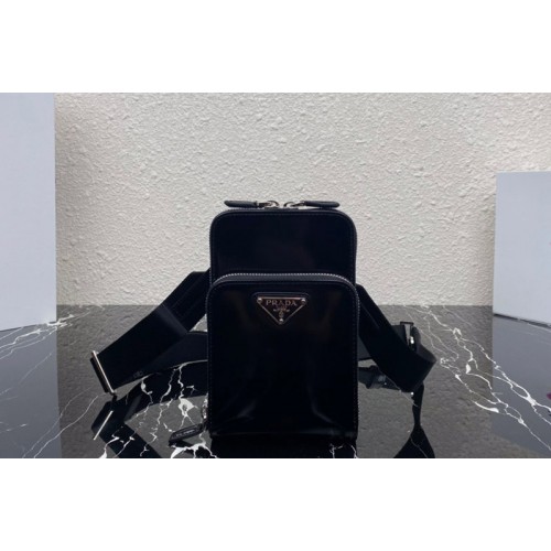 Prada 2ZH126 Brushed leather smartphone case in Black Leather