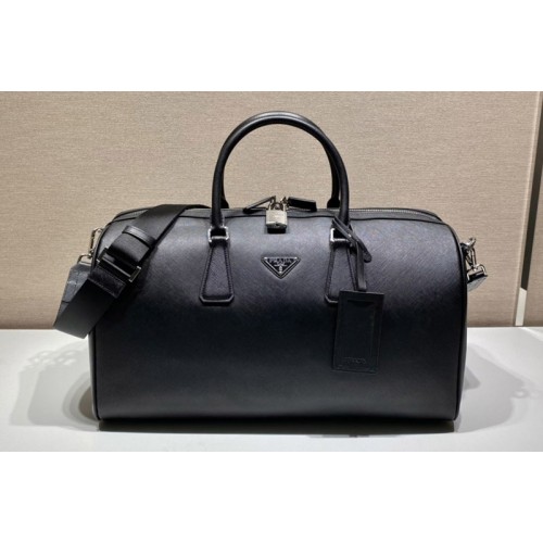 Prada 2VC018 Saffiano Leather Travel Bag in Black Leather