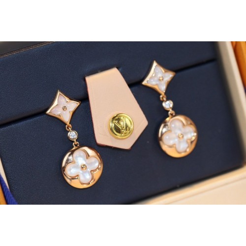 Louis Vuitton Q96668 Color Blossom Long Earrings pink gold white mother of pearl and diamonds