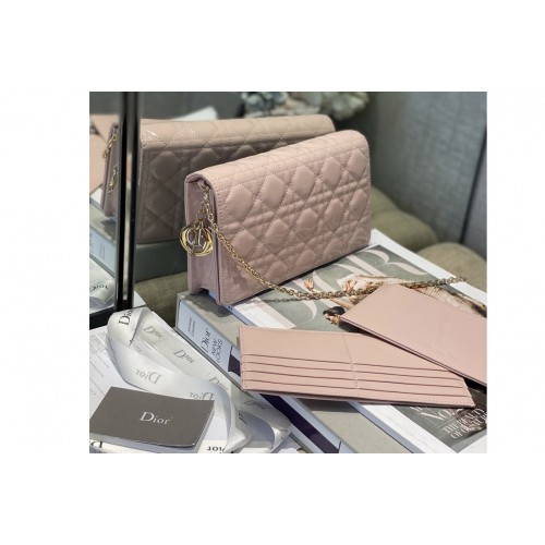 Dior S0204 Lady Dior pouch in Pink Patent Cannage Calfskin